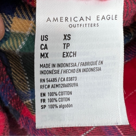 American Eagle Boyfriend Fit Striped Plaid Multi Collared Long Sleeves Shirt - Picture 7 of 8